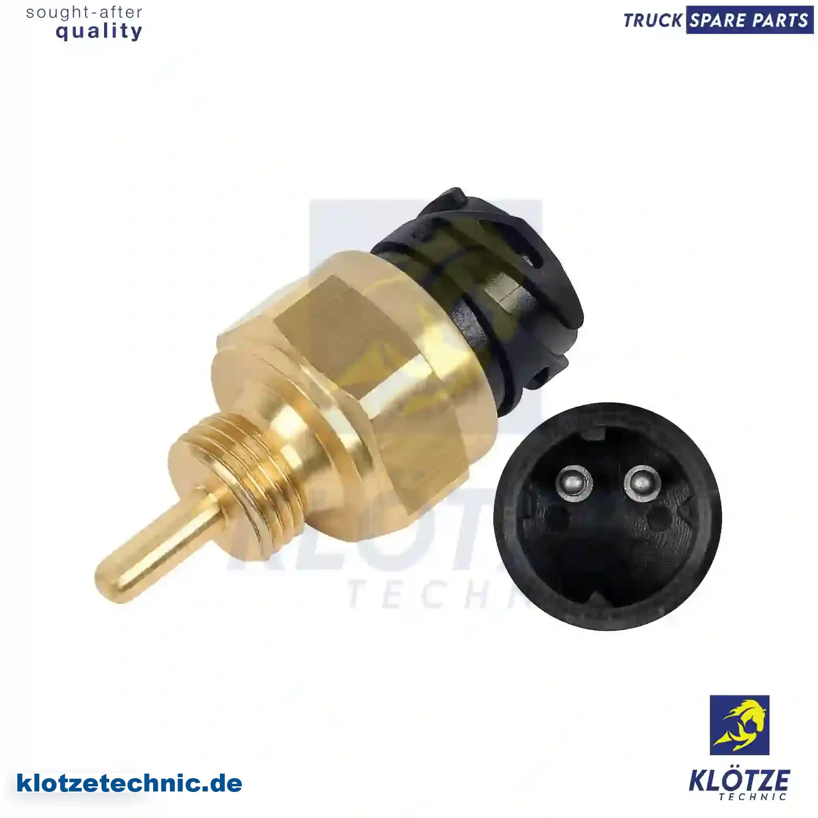 Temperature Sensor 51274210154, 51274210172, 51274210190, N1014014483, 07W906529, ZG21113-0008, 51274210154, 51274210172, 51274210190, N1014014483, 07W906529, ZG21113-0008 || Klötze Technic Spare Part | Engine, Accelerator Pedal, Camshaft, Connecting Rod, Crankcase, Crankshaft, Cylinder Head, Engine Suspension Mountings, Exhaust Manifold, Exhaust Gas Recirculation, Filter Kits, Flywheel Housing, General Overhaul Kits, Engine, Intake Manifold, Oil Cleaner, Oil Cooler, Oil Filter, Oil Pump, Oil Sump, Piston & Liner, Sensor & Switch, Timing Case, Turbocharger, Cooling System, Belt Tensioner, Coolant Filter, Coolant Pipe, Corrosion Prevention Agent, Drive, Expansion Tank, Fan, Intercooler, Monitors & Gauges, Radiator, Thermostat, V-Belt / Timing belt, Water Pump, Fuel System, Electronical Injector Unit, Feed Pump, Fuel Filter, cpl., Fuel Gauge Sender,  Fuel Line, Fuel Pump, Fuel Tank, Injection Line Kit, Injection Pump, Exhaust System, Clutch & Pedal, Gearbox, Propeller Shaft, Axles, Brake System, Hubs & Wheels, Suspension, Leaf Spring, Universal Parts / Accessories, Steering, Electrical System, Cabin