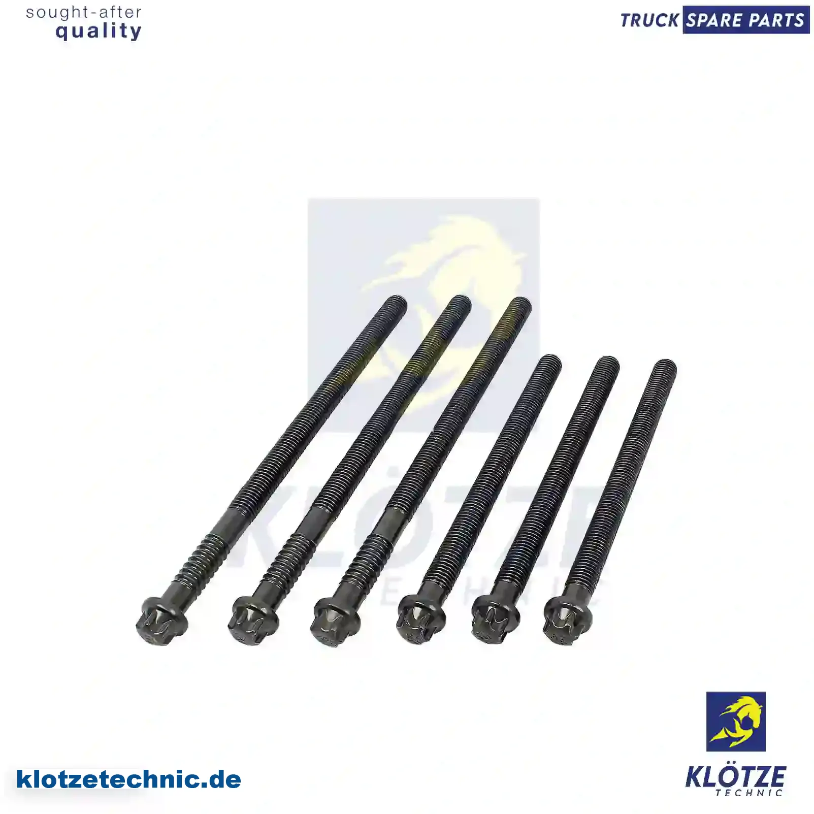 Cylinder Head Screw, Kit 51904906001, 51904906001 || Klötze Technic Spare Part | Engine, Accelerator Pedal, Camshaft, Connecting Rod, Crankcase, Crankshaft, Cylinder Head, Engine Suspension Mountings, Exhaust Manifold, Exhaust Gas Recirculation, Filter Kits, Flywheel Housing, General Overhaul Kits, Engine, Intake Manifold, Oil Cleaner, Oil Cooler, Oil Filter, Oil Pump, Oil Sump, Piston & Liner, Sensor & Switch, Timing Case, Turbocharger, Cooling System, Belt Tensioner, Coolant Filter, Coolant Pipe, Corrosion Prevention Agent, Drive, Expansion Tank, Fan, Intercooler, Monitors & Gauges, Radiator, Thermostat, V-Belt / Timing belt, Water Pump, Fuel System, Electronical Injector Unit, Feed Pump, Fuel Filter, cpl., Fuel Gauge Sender,  Fuel Line, Fuel Pump, Fuel Tank, Injection Line Kit, Injection Pump, Exhaust System, Clutch & Pedal, Gearbox, Propeller Shaft, Axles, Brake System, Hubs & Wheels, Suspension, Leaf Spring, Universal Parts / Accessories, Steering, Electrical System, Cabin