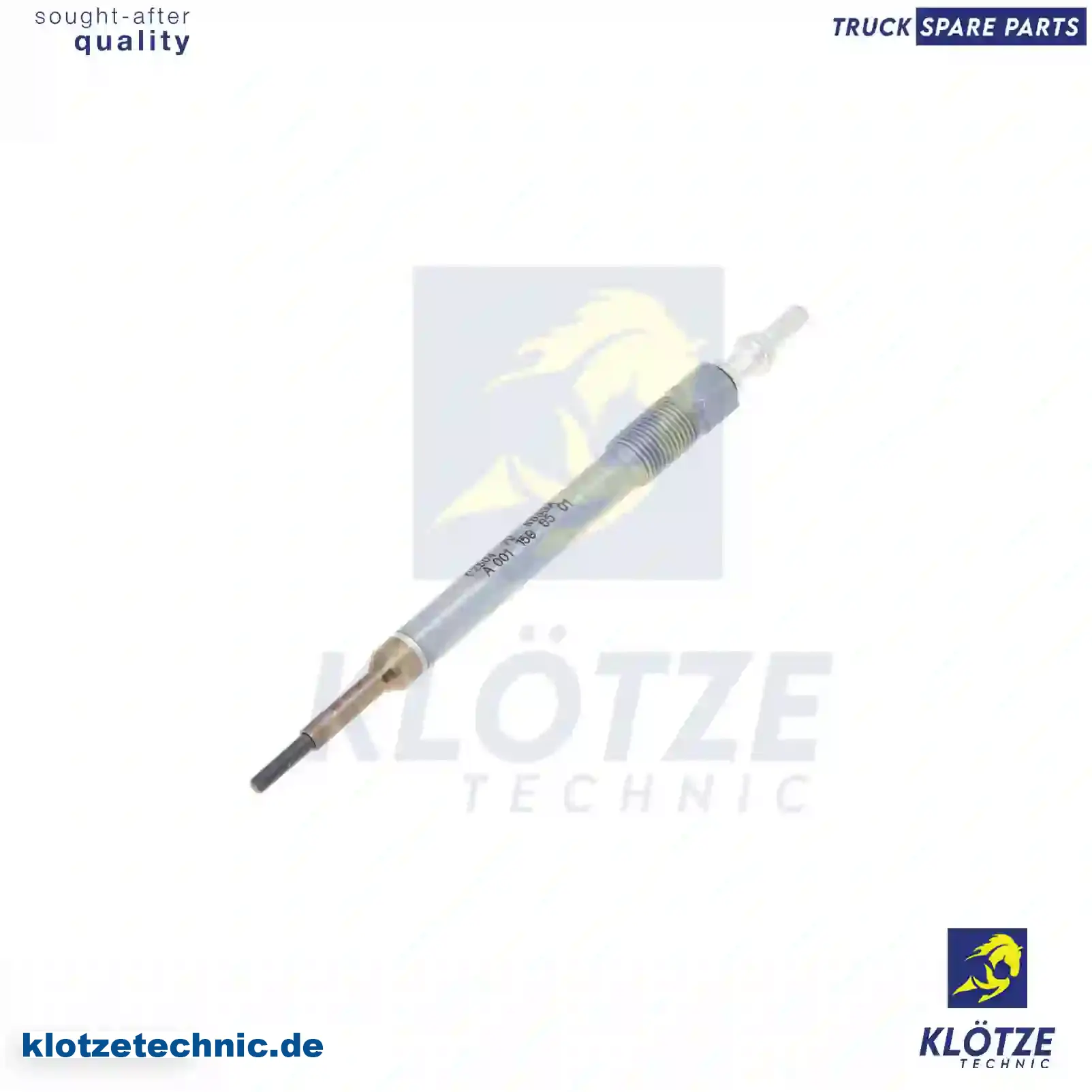 Glow Plug 0011596501, ,, 0011596501, , || Klötze Technic Spare Part | Engine, Accelerator Pedal, Camshaft, Connecting Rod, Crankcase, Crankshaft, Cylinder Head, Engine Suspension Mountings, Exhaust Manifold, Exhaust Gas Recirculation, Filter Kits, Flywheel Housing, General Overhaul Kits, Engine, Intake Manifold, Oil Cleaner, Oil Cooler, Oil Filter, Oil Pump, Oil Sump, Piston & Liner, Sensor & Switch, Timing Case, Turbocharger, Cooling System, Belt Tensioner, Coolant Filter, Coolant Pipe, Corrosion Prevention Agent, Drive, Expansion Tank, Fan, Intercooler, Monitors & Gauges, Radiator, Thermostat, V-Belt / Timing belt, Water Pump, Fuel System, Electronical Injector Unit, Feed Pump, Fuel Filter, cpl., Fuel Gauge Sender,  Fuel Line, Fuel Pump, Fuel Tank, Injection Line Kit, Injection Pump, Exhaust System, Clutch & Pedal, Gearbox, Propeller Shaft, Axles, Brake System, Hubs & Wheels, Suspension, Leaf Spring, Universal Parts / Accessories, Steering, Electrical System, Cabin