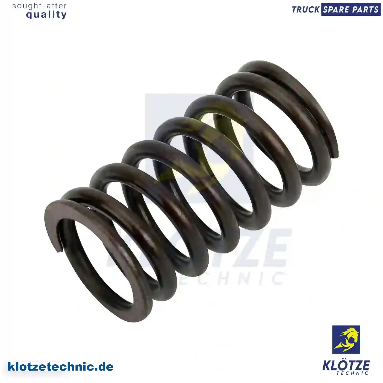 Valve Spring, Intake 4000530120, 9060530120, 9060530320, ZG40322-0008, 4000530120, 9060530120, 9060530320, ZG40322-0008 || Klötze Technic Spare Part | Engine, Accelerator Pedal, Camshaft, Connecting Rod, Crankcase, Crankshaft, Cylinder Head, Engine Suspension Mountings, Exhaust Manifold, Exhaust Gas Recirculation, Filter Kits, Flywheel Housing, General Overhaul Kits, Engine, Intake Manifold, Oil Cleaner, Oil Cooler, Oil Filter, Oil Pump, Oil Sump, Piston & Liner, Sensor & Switch, Timing Case, Turbocharger, Cooling System, Belt Tensioner, Coolant Filter, Coolant Pipe, Corrosion Prevention Agent, Drive, Expansion Tank, Fan, Intercooler, Monitors & Gauges, Radiator, Thermostat, V-Belt / Timing belt, Water Pump, Fuel System, Electronical Injector Unit, Feed Pump, Fuel Filter, cpl., Fuel Gauge Sender,  Fuel Line, Fuel Pump, Fuel Tank, Injection Line Kit, Injection Pump, Exhaust System, Clutch & Pedal, Gearbox, Propeller Shaft, Axles, Brake System, Hubs & Wheels, Suspension, Leaf Spring, Universal Parts / Accessories, Steering, Electrical System, Cabin