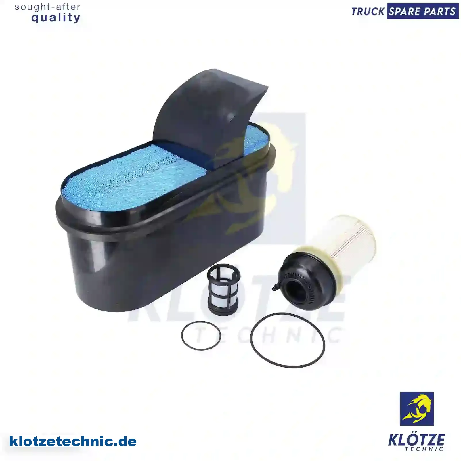 Filter Kit, [] || Klötze Technic Spare Part | Engine, Accelerator Pedal, Camshaft, Connecting Rod, Crankcase, Crankshaft, Cylinder Head, Engine Suspension Mountings, Exhaust Manifold, Exhaust Gas Recirculation, Filter Kits, Flywheel Housing, General Overhaul Kits, Engine, Intake Manifold, Oil Cleaner, Oil Cooler, Oil Filter, Oil Pump, Oil Sump, Piston & Liner, Sensor & Switch, Timing Case, Turbocharger, Cooling System, Belt Tensioner, Coolant Filter, Coolant Pipe, Corrosion Prevention Agent, Drive, Expansion Tank, Fan, Intercooler, Monitors & Gauges, Radiator, Thermostat, V-Belt / Timing belt, Water Pump, Fuel System, Electronical Injector Unit, Feed Pump, Fuel Filter, cpl., Fuel Gauge Sender,  Fuel Line, Fuel Pump, Fuel Tank, Injection Line Kit, Injection Pump, Exhaust System, Clutch & Pedal, Gearbox, Propeller Shaft, Axles, Brake System, Hubs & Wheels, Suspension, Leaf Spring, Universal Parts / Accessories, Steering, Electrical System, Cabin