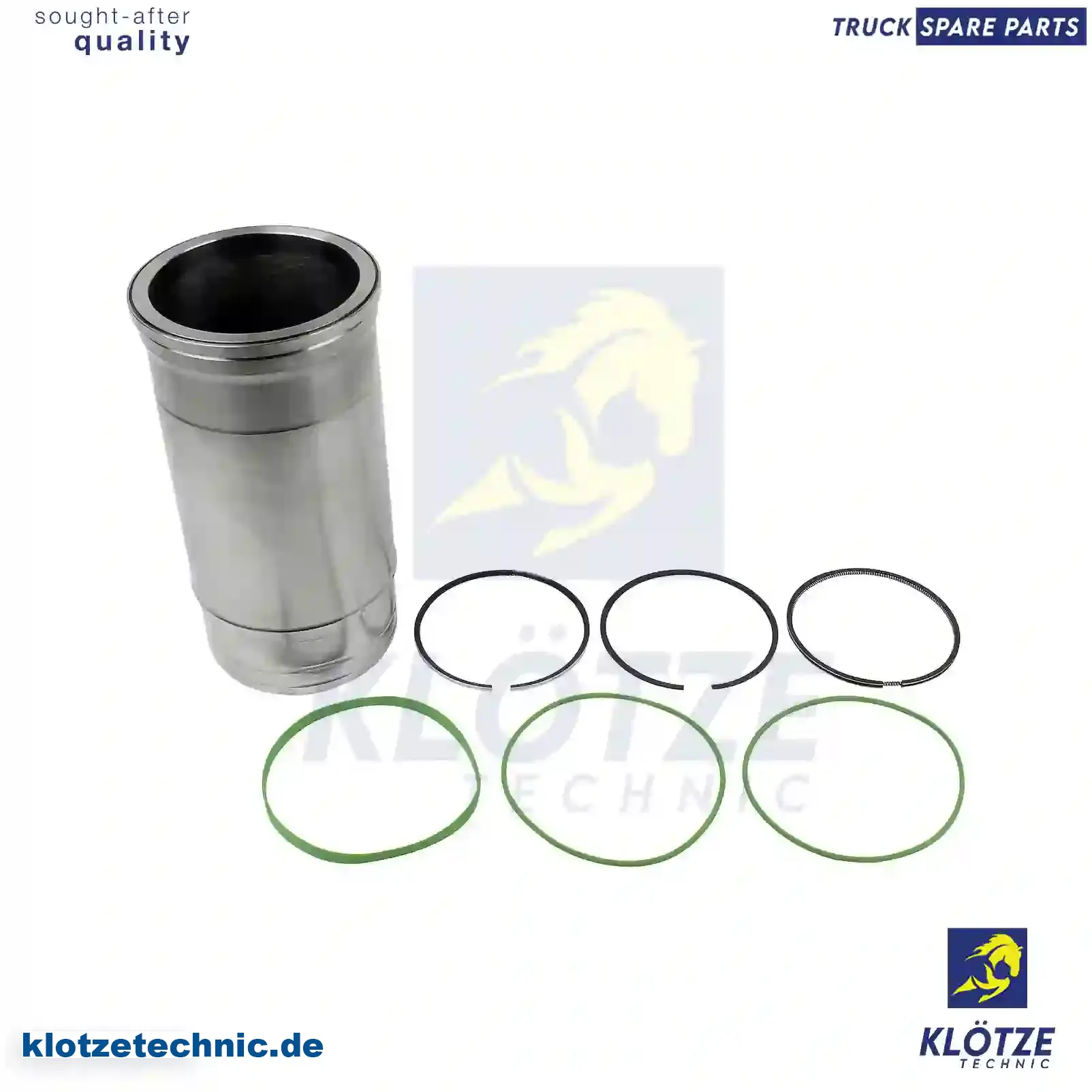 Cylinder liner, with piston rings, 551358, , , || Klötze Technic Spare Part | Engine, Accelerator Pedal, Camshaft, Connecting Rod, Crankcase, Crankshaft, Cylinder Head, Engine Suspension Mountings, Exhaust Manifold, Exhaust Gas Recirculation, Filter Kits, Flywheel Housing, General Overhaul Kits, Engine, Intake Manifold, Oil Cleaner, Oil Cooler, Oil Filter, Oil Pump, Oil Sump, Piston & Liner, Sensor & Switch, Timing Case, Turbocharger, Cooling System, Belt Tensioner, Coolant Filter, Coolant Pipe, Corrosion Prevention Agent, Drive, Expansion Tank, Fan, Intercooler, Monitors & Gauges, Radiator, Thermostat, V-Belt / Timing belt, Water Pump, Fuel System, Electronical Injector Unit, Feed Pump, Fuel Filter, cpl., Fuel Gauge Sender,  Fuel Line, Fuel Pump, Fuel Tank, Injection Line Kit, Injection Pump, Exhaust System, Clutch & Pedal, Gearbox, Propeller Shaft, Axles, Brake System, Hubs & Wheels, Suspension, Leaf Spring, Universal Parts / Accessories, Steering, Electrical System, Cabin