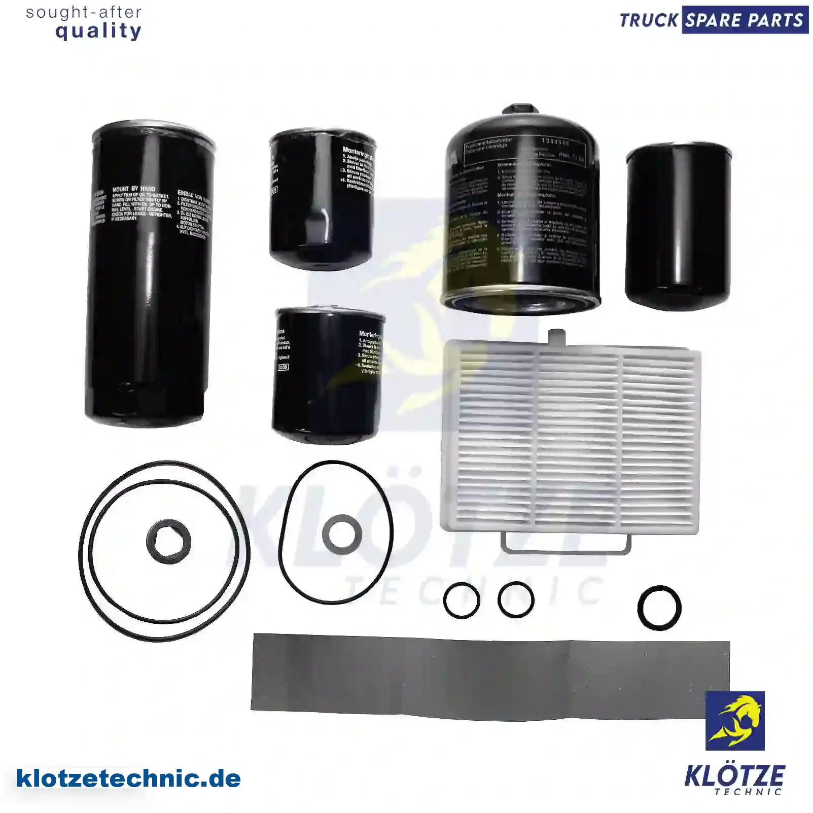 Service kit, filter - L, 1732952, 56199 || Klötze Technic Spare Part | Engine, Accelerator Pedal, Camshaft, Connecting Rod, Crankcase, Crankshaft, Cylinder Head, Engine Suspension Mountings, Exhaust Manifold, Exhaust Gas Recirculation, Filter Kits, Flywheel Housing, General Overhaul Kits, Engine, Intake Manifold, Oil Cleaner, Oil Cooler, Oil Filter, Oil Pump, Oil Sump, Piston & Liner, Sensor & Switch, Timing Case, Turbocharger, Cooling System, Belt Tensioner, Coolant Filter, Coolant Pipe, Corrosion Prevention Agent, Drive, Expansion Tank, Fan, Intercooler, Monitors & Gauges, Radiator, Thermostat, V-Belt / Timing belt, Water Pump, Fuel System, Electronical Injector Unit, Feed Pump, Fuel Filter, cpl., Fuel Gauge Sender,  Fuel Line, Fuel Pump, Fuel Tank, Injection Line Kit, Injection Pump, Exhaust System, Clutch & Pedal, Gearbox, Propeller Shaft, Axles, Brake System, Hubs & Wheels, Suspension, Leaf Spring, Universal Parts / Accessories, Steering, Electrical System, Cabin