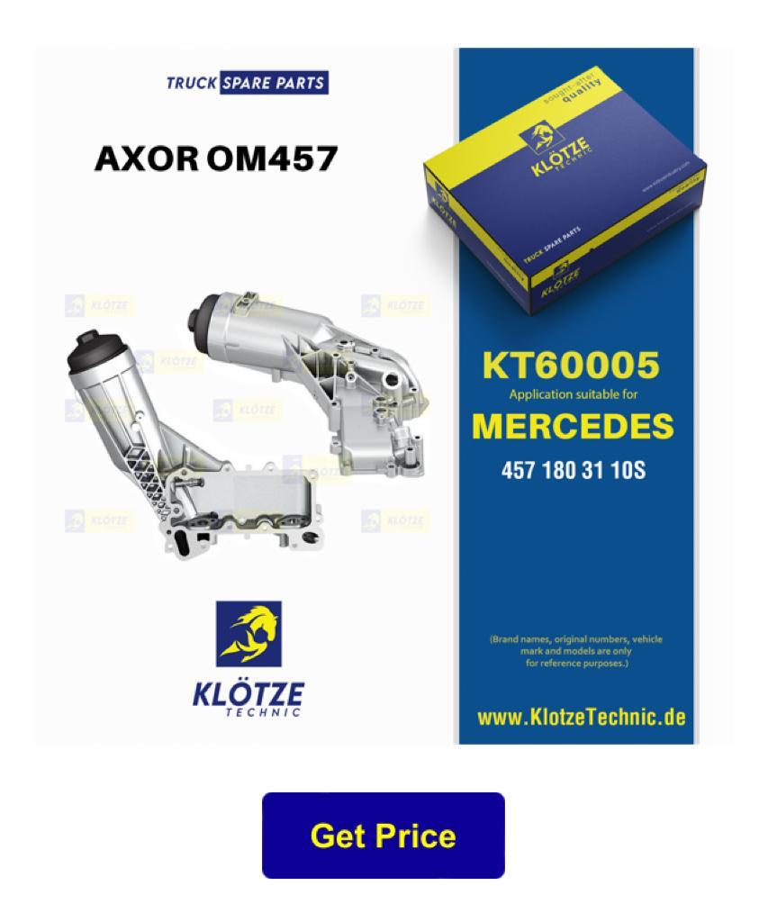 AXOR OM457, 457180 31 10S || Klötze Technic Spare Part | Engine, Accelerator Pedal, Camshaft, Connecting Rod, Crankcase, Crankshaft, Cylinder Head, Engine Suspension Mountings, Exhaust Manifold, Exhaust Gas Recirculation, Filter Kits, Flywheel Housing, General Overhaul Kits, Engine, Intake Manifold, Oil Cleaner, Oil Cooler, Oil Filter, Oil Pump, Oil Sump, Piston & Liner, Sensor & Switch, Timing Case, Turbocharger, Cooling System, Belt Tensioner, Coolant Filter, Coolant Pipe, Corrosion Prevention Agent, Drive, Expansion Tank, Fan, Intercooler, Monitors & Gauges, Radiator, Thermostat, V-Belt / Timing belt, Water Pump, Fuel System, Electronical Injector Unit, Feed Pump, Fuel Filter, cpl., Fuel Gauge Sender,  Fuel Line, Fuel Pump, Fuel Tank, Injection Line Kit, Injection Pump, Exhaust System, Clutch & Pedal, Gearbox, Propeller Shaft, Axles, Brake System, Hubs & Wheels, Suspension, Leaf Spring, Universal Parts / Accessories, Steering, Electrical System, Cabin